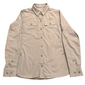 L.L. Bean Blue No Fly Zone Long Sleeve Button Down Shirt